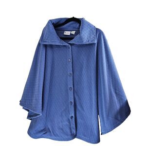 Vintage Windham Harbour Womans Poncho Cape Button Down One Size Blue